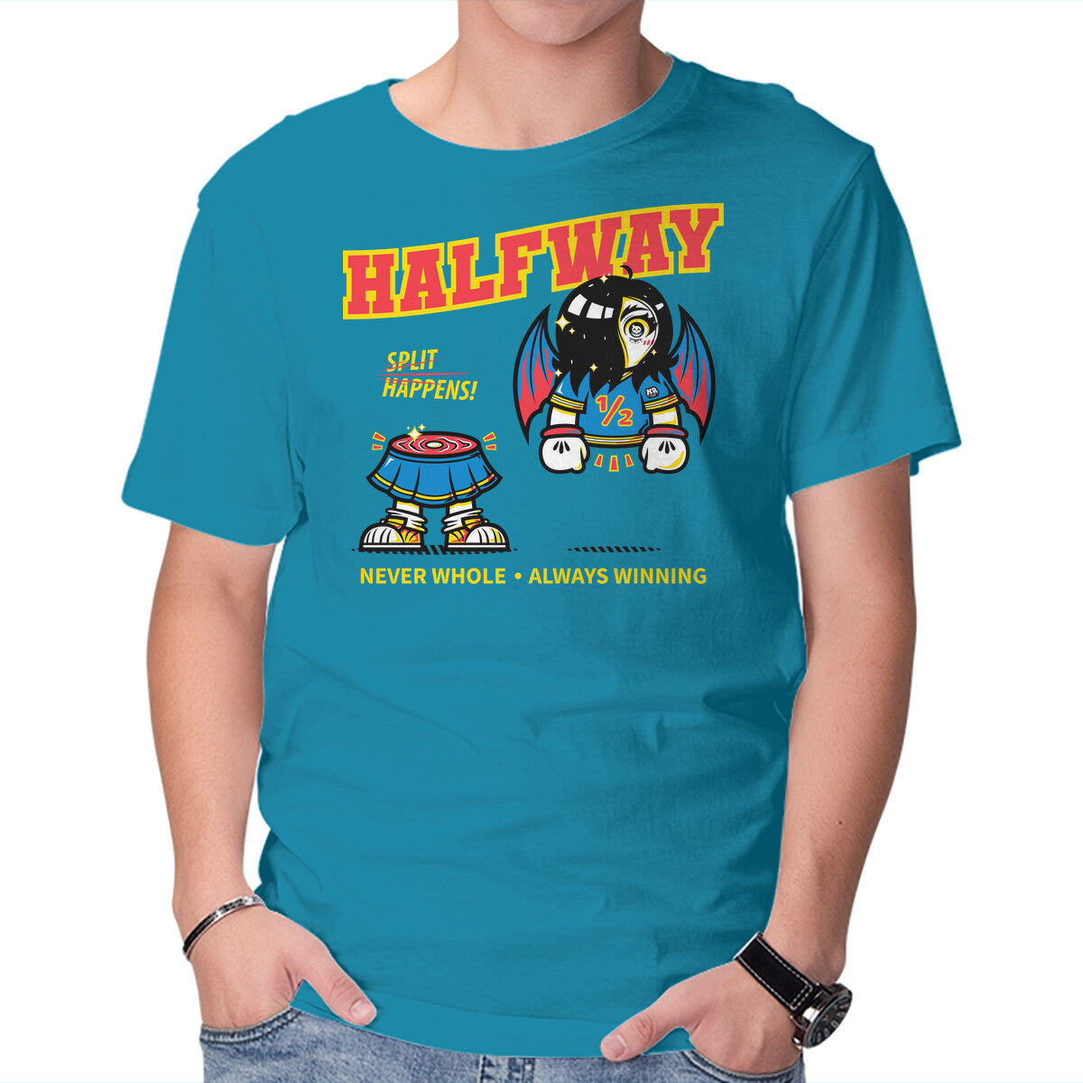 Halfway – Horror Graphic T-Shirt in turquoise, product display