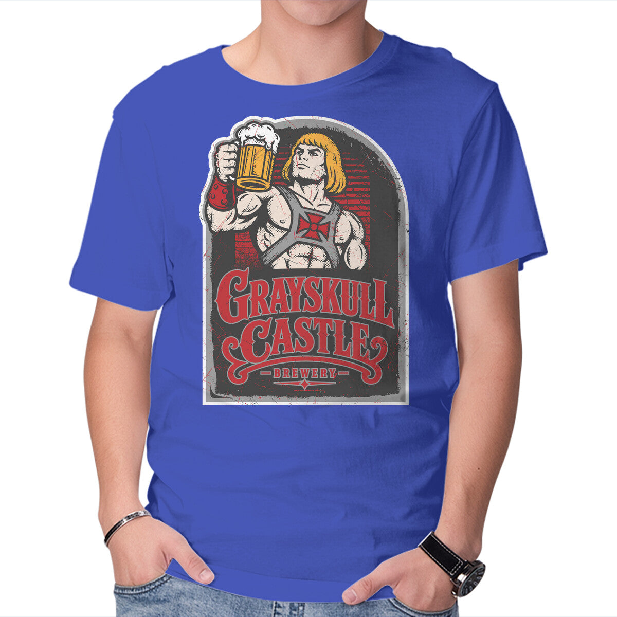 Grayskull Castle Brewery – Fantasy Graphic T-Shirt in royal blue, product display