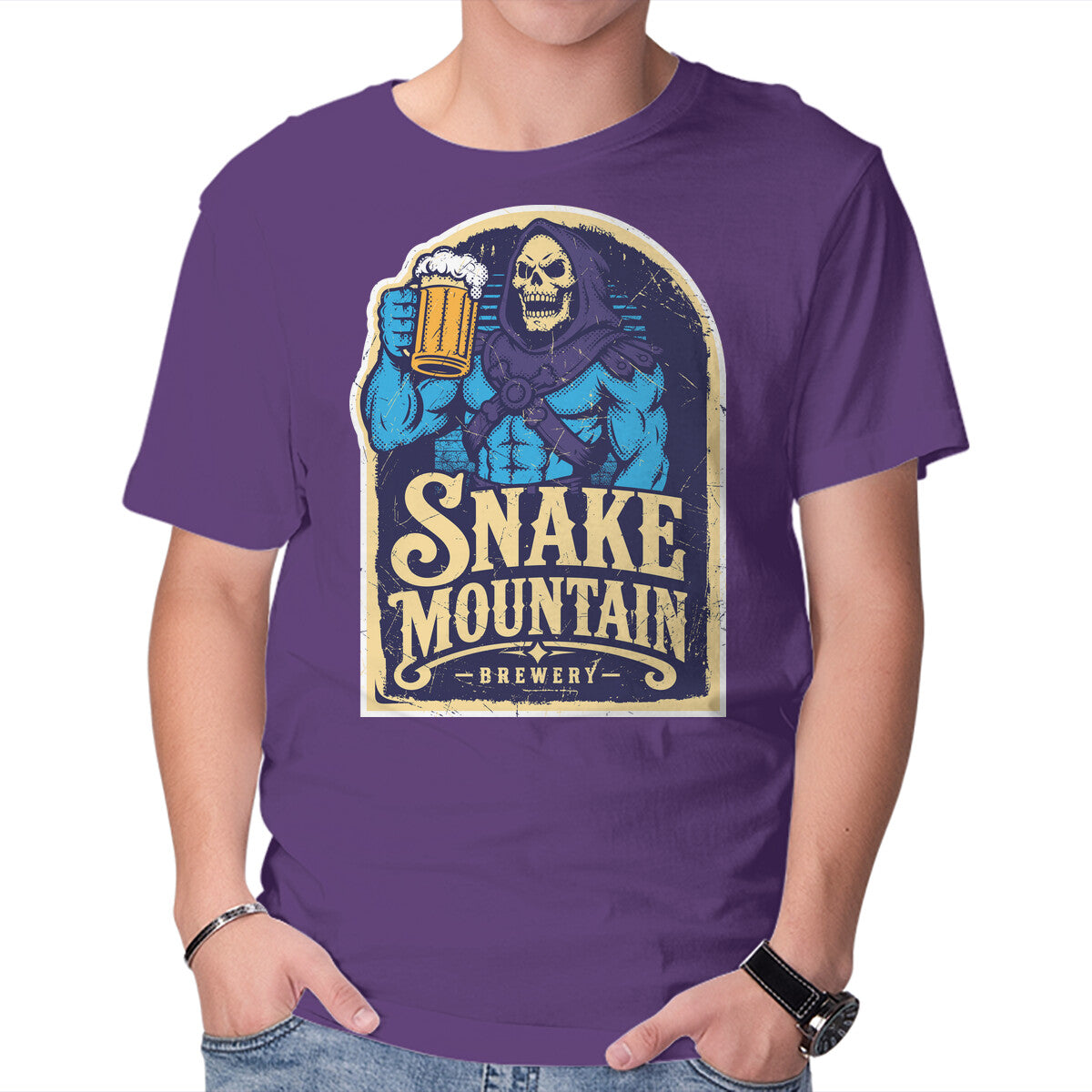 Snake Mountain Brewery – Fantasy Graphic T-Shirt in purple, product display