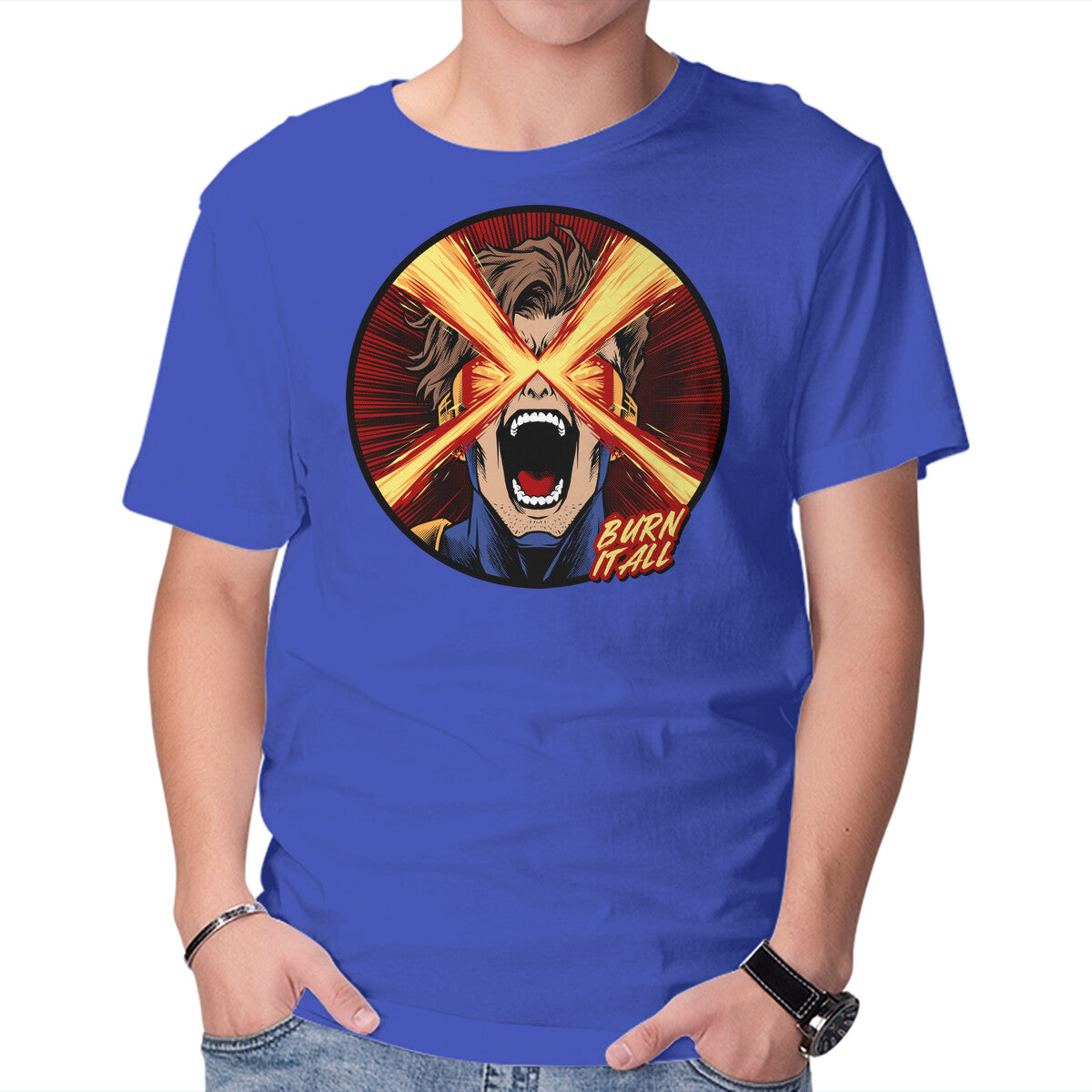 Eye Of Destruction – Sci-Fi Graphic T-Shirt in royal blue, product display
