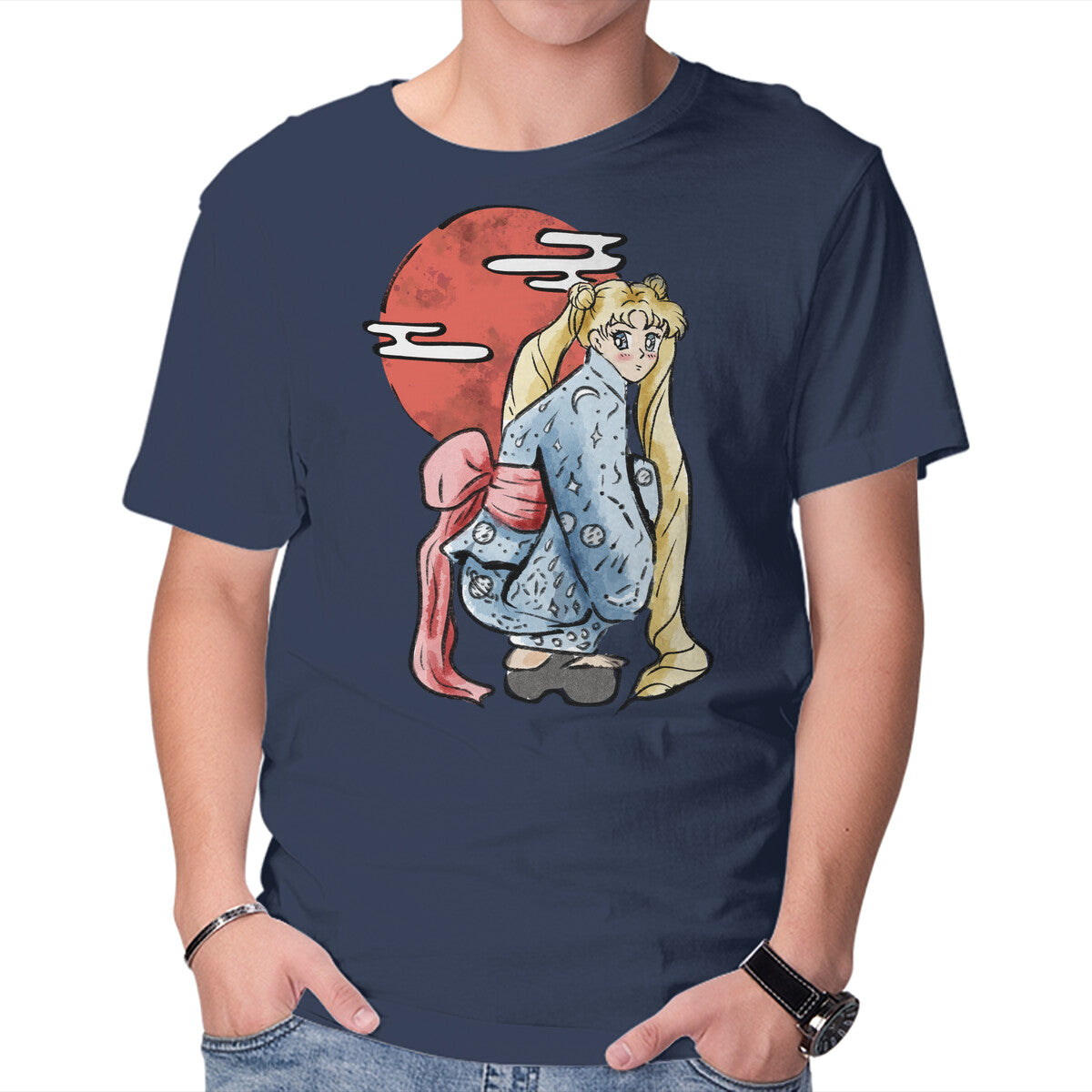 Red Moon – Fantasy Graphic T-Shirt in navy, product display
