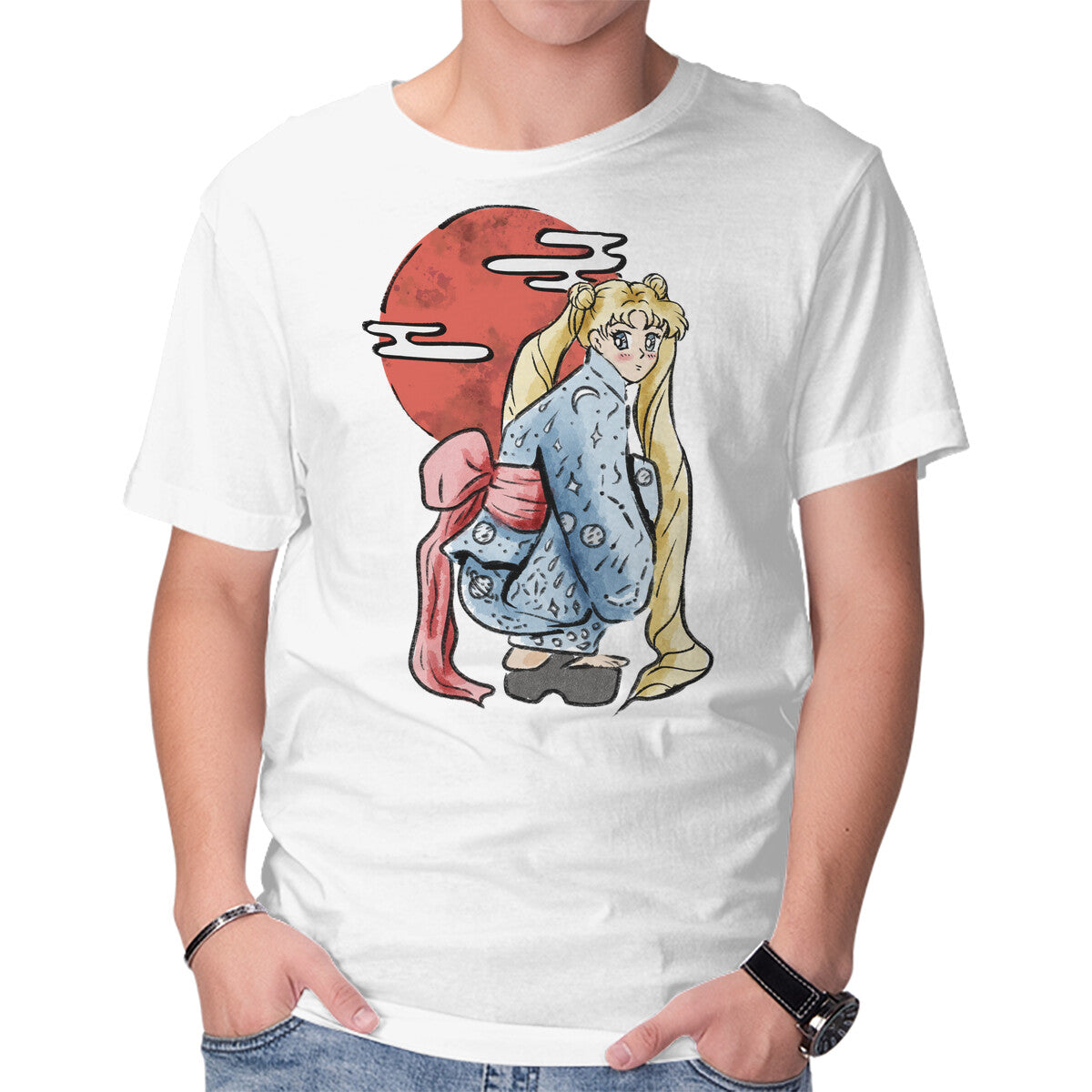 Red Moon – Fantasy Graphic T-Shirt in white, product display