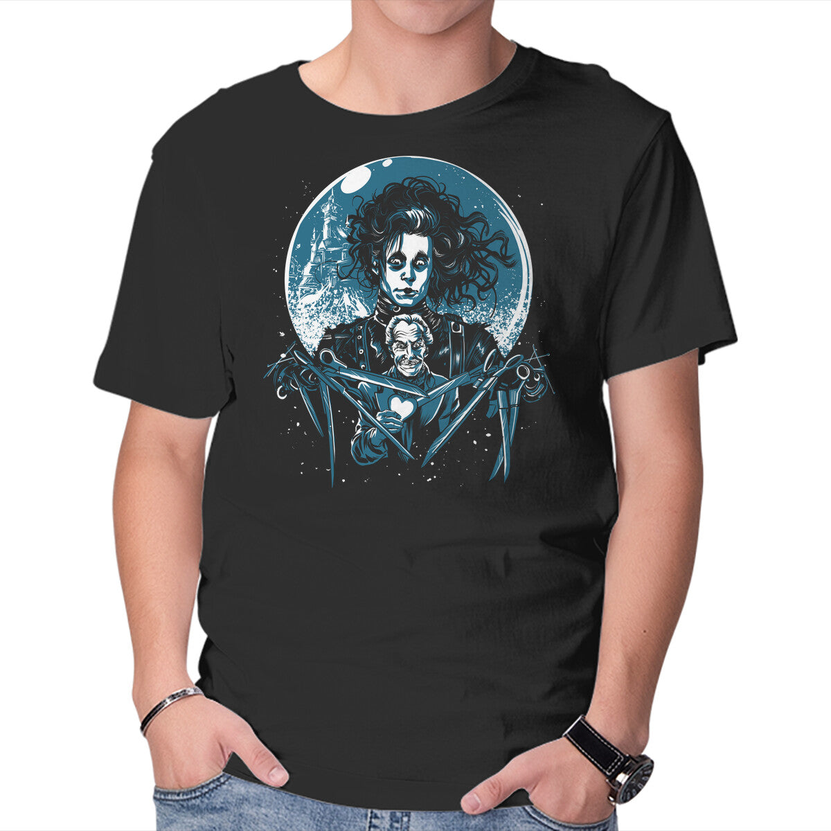 Edward's Heart Gothic Fantasy Graphic T-Shirt in black, product view