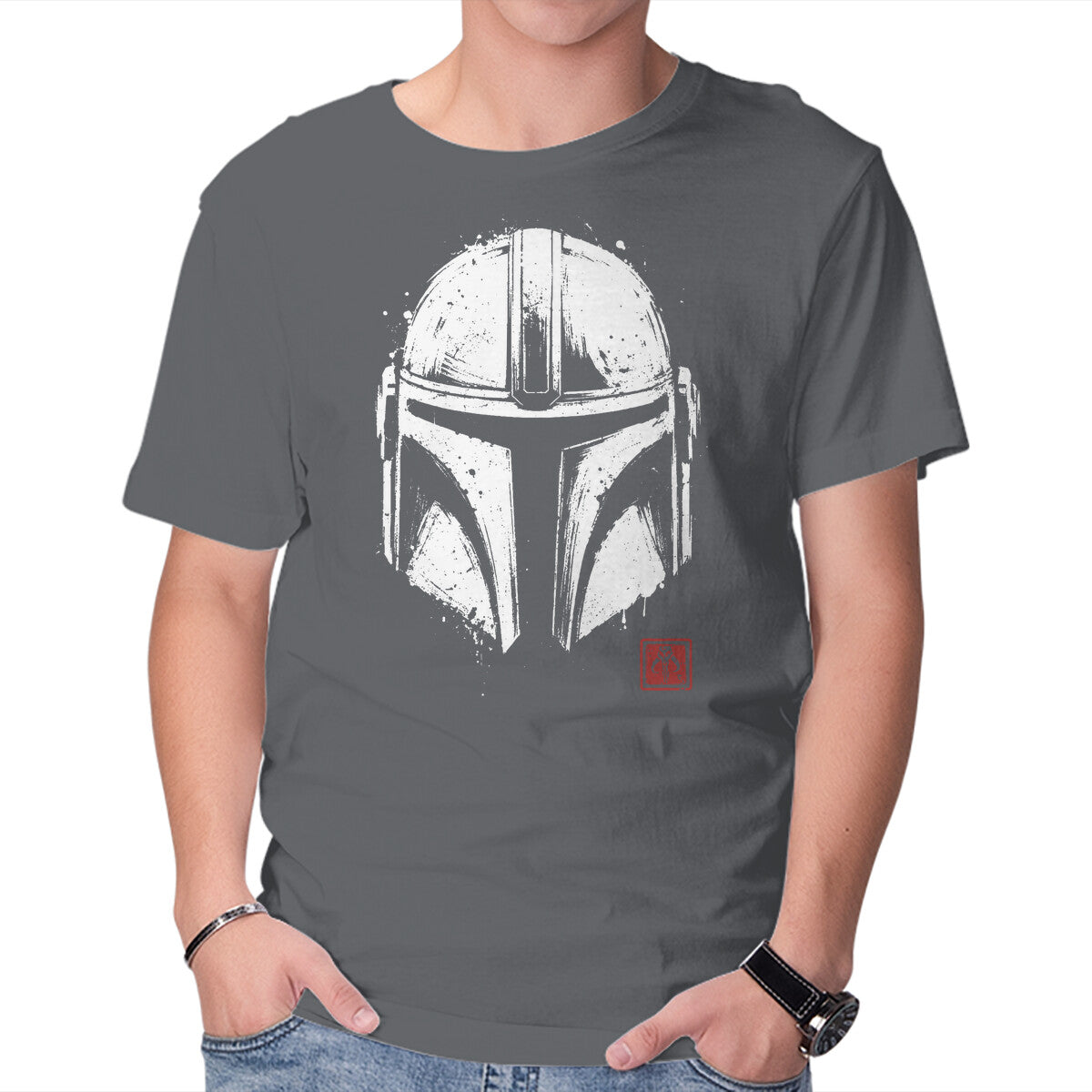 Bounty Ink Sci-Fi Bounty Hunter Graphic T-Shirt in charcoal, product view