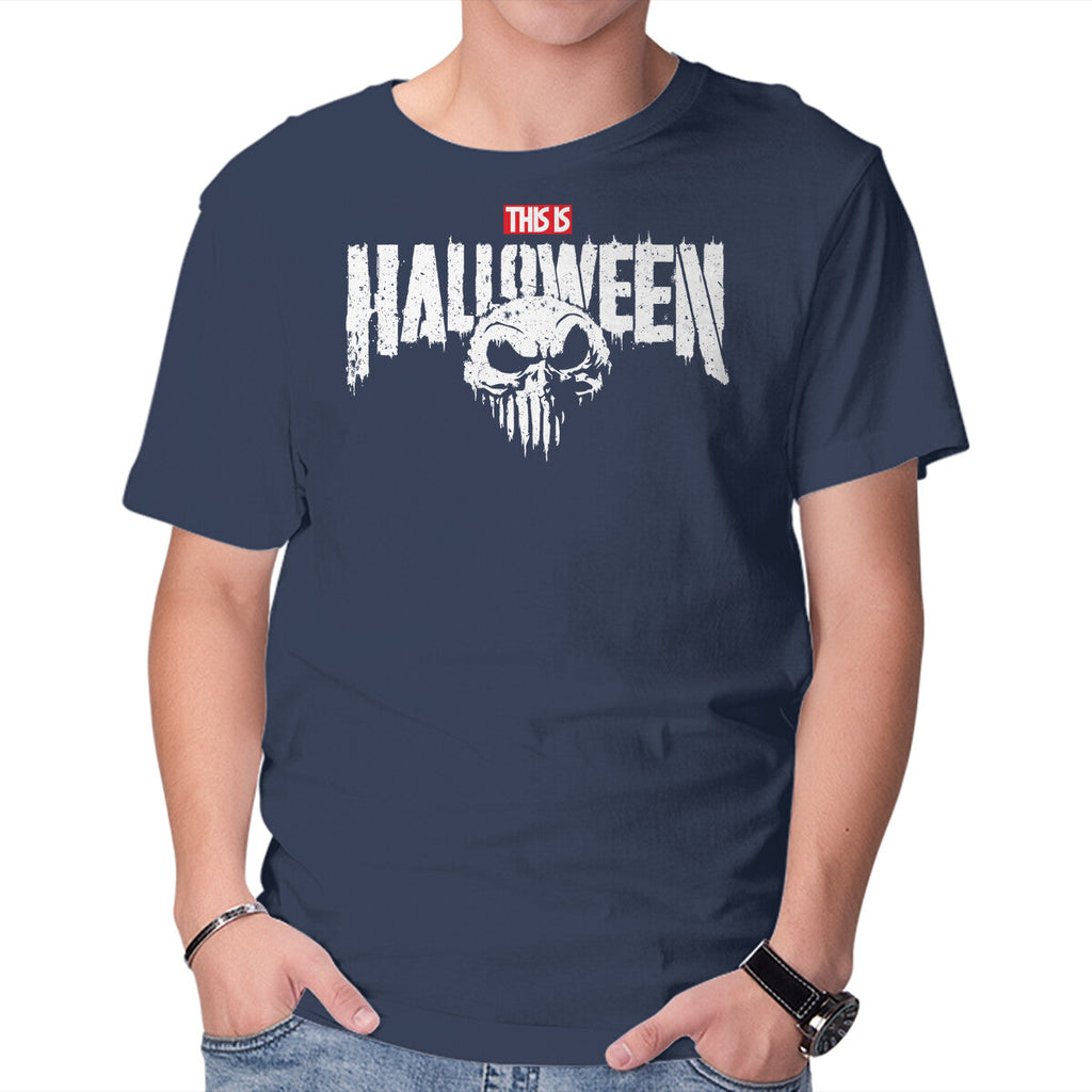 Punisher Skellington Halloween Mashup Graphic Tee in navy, product view