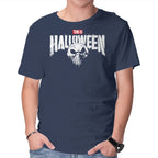Punisher Skellington Halloween Mashup Graphic Tee in navy, product view