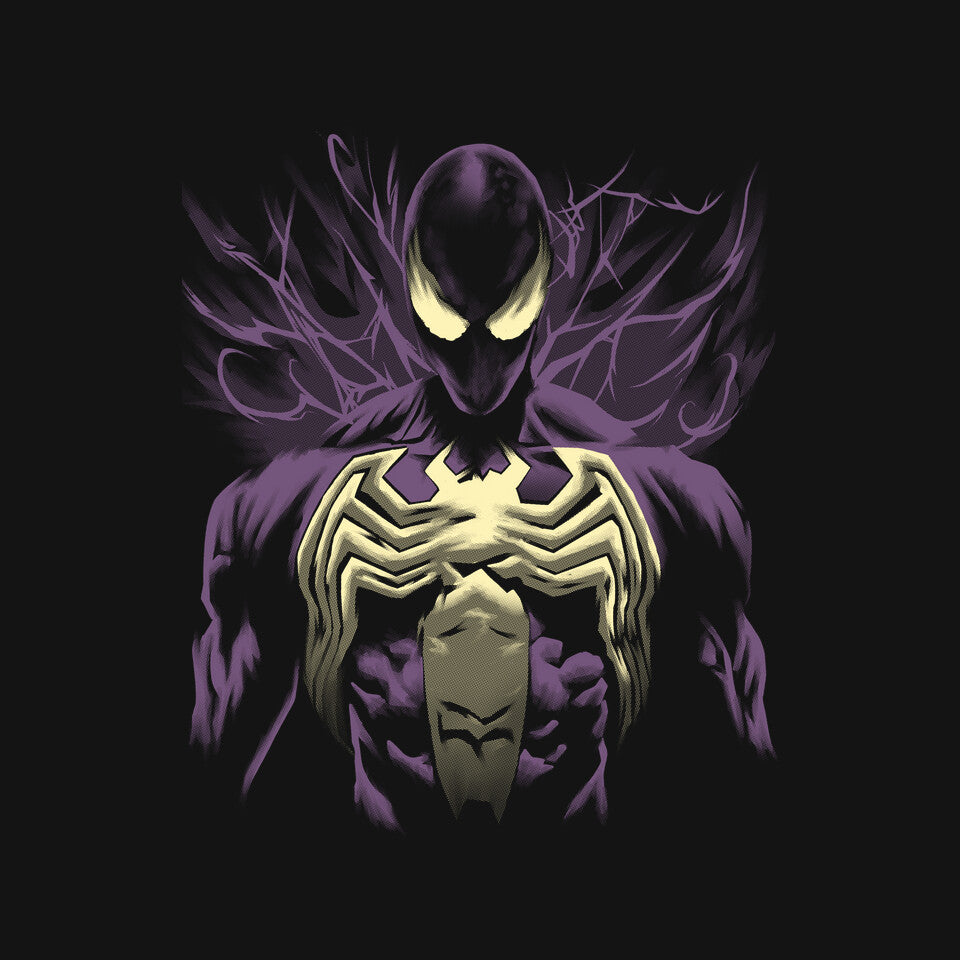 Alien Symbiote Superhero Graphic T-Shirt design artwork for black graphic T-shirt