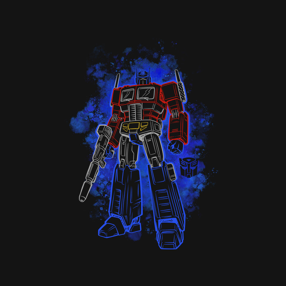Optimus Silhouette Sci-Fi Robot Graphic T-Shirt design artwork for black graphic T-shirt