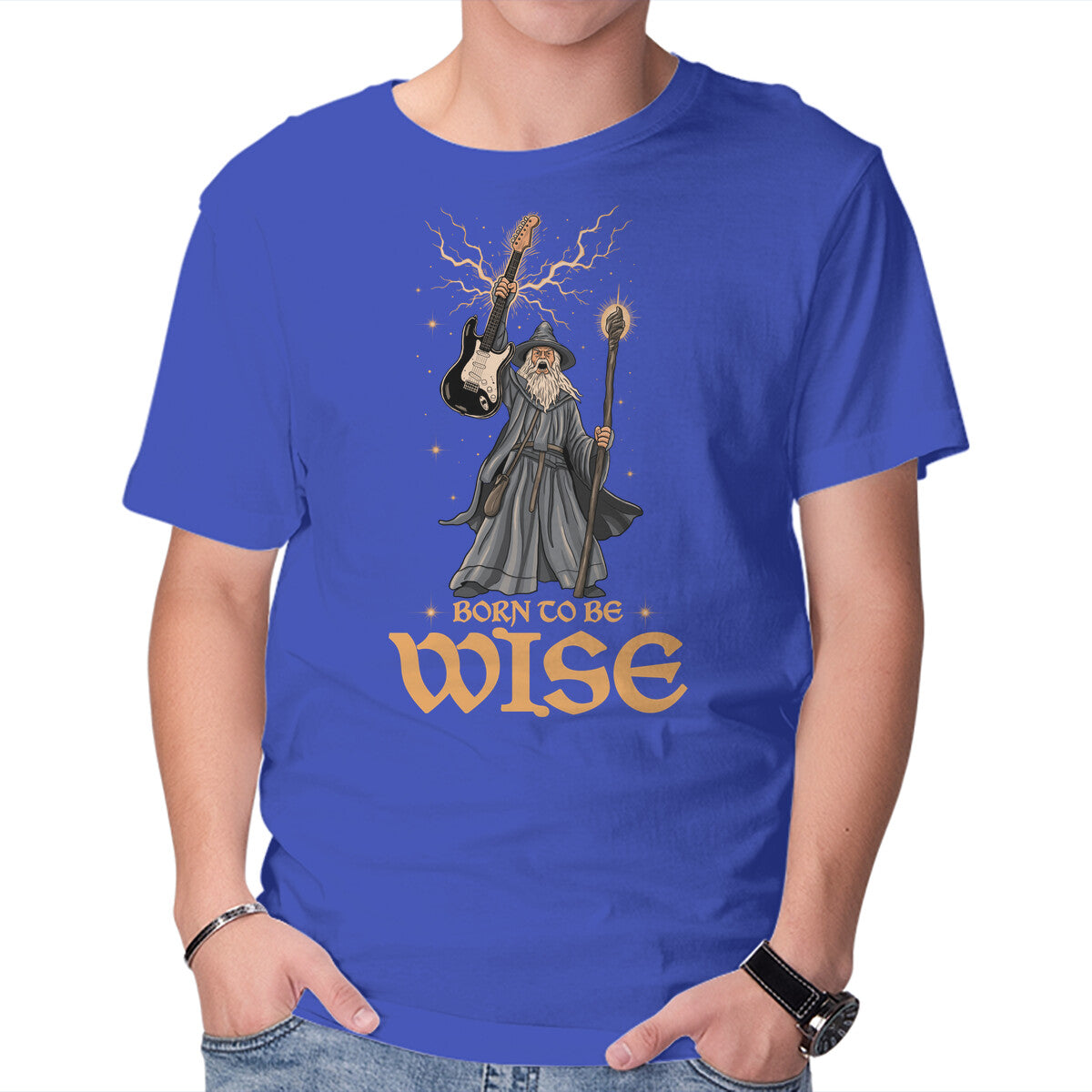 Born to Be Wise Fantasy Graphic T-Shirt in royal blue, product view