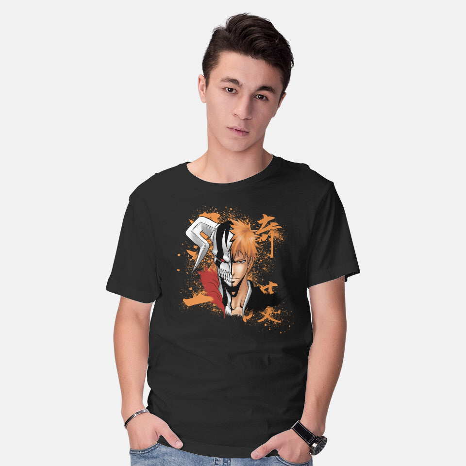 Model wearing black Soul Reaper – Anime Graphic T-Shirt