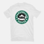 Stars Coffee – Coffee Graphic T-Shirt in white, flat-lay product view