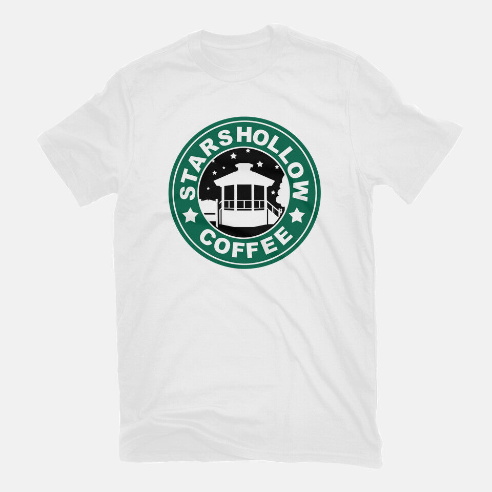 Stars Coffee – Coffee Graphic T-Shirt in white, flat-lay product view