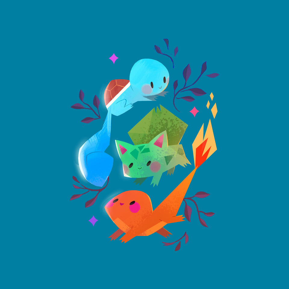 Starters – Anime Graphic T-Shirt design artwork for turquoise graphic T-shirt