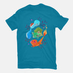 Starters – Anime Graphic T-Shirt in turquoise, flat-lay product view