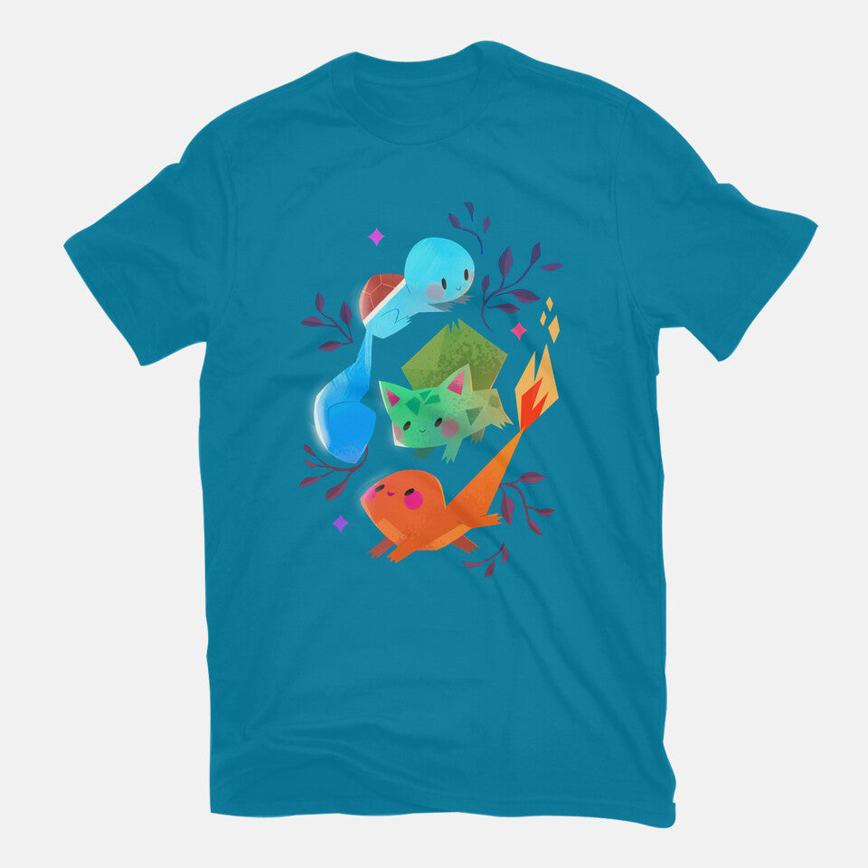 Starters – Anime Graphic T-Shirt in turquoise, flat-lay product view