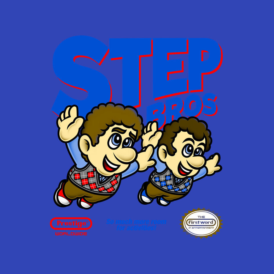 Step Bros – Movie Graphic T-Shirt design artwork for royal blue graphic T-shirt
