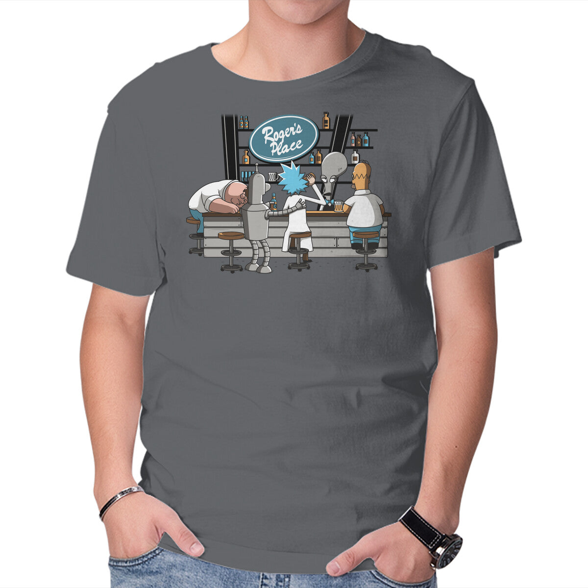 Roger's Place – Funny Graphic T-Shirt in charcoal, product display