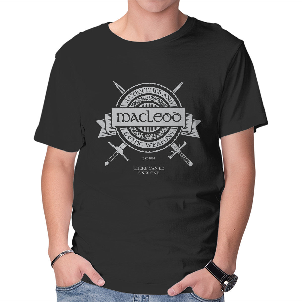 Macleod Antiquities – Fantasy Graphic T-Shirt in black, product display