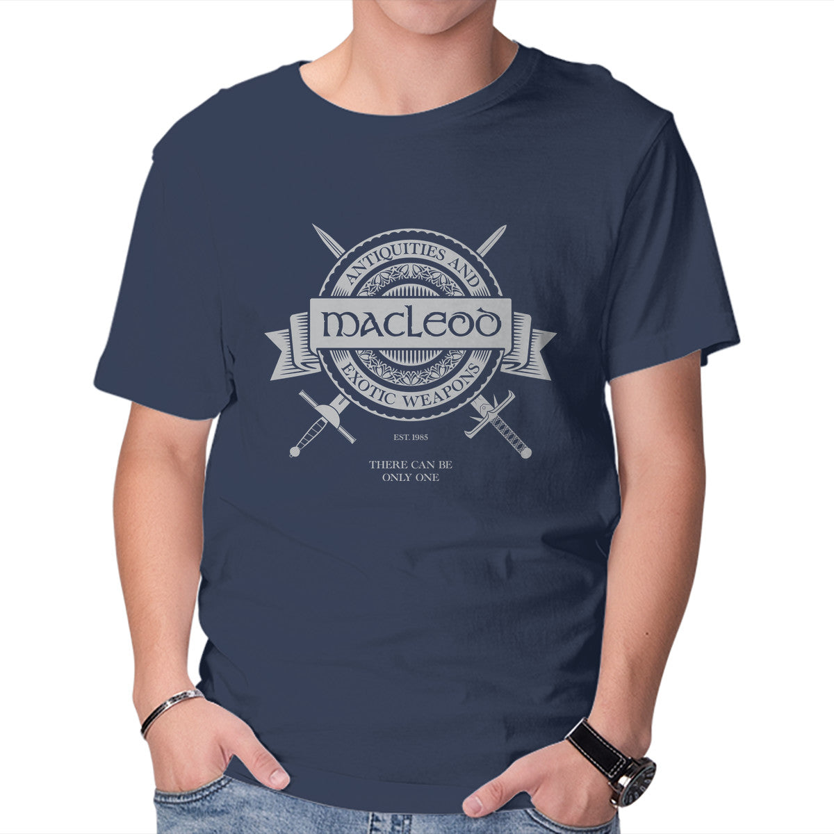 Macleod Antiquities – Fantasy Graphic T-Shirt in navy, product display