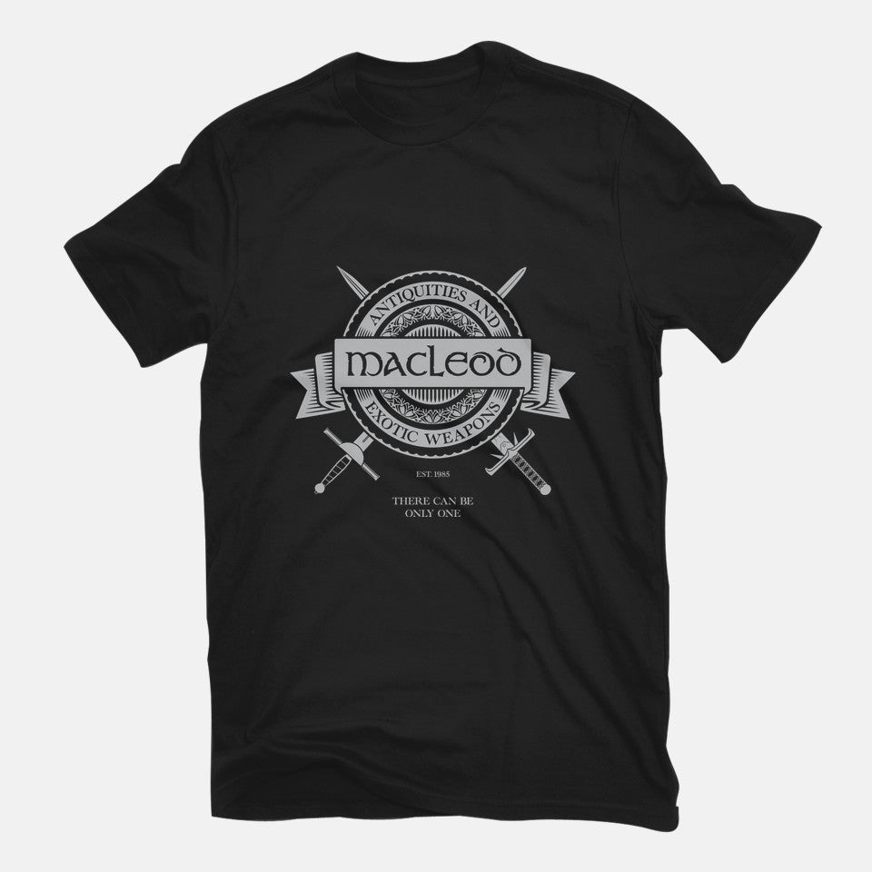 Macleod Antiquities – Fantasy Graphic T-Shirt in black, flat-lay product view