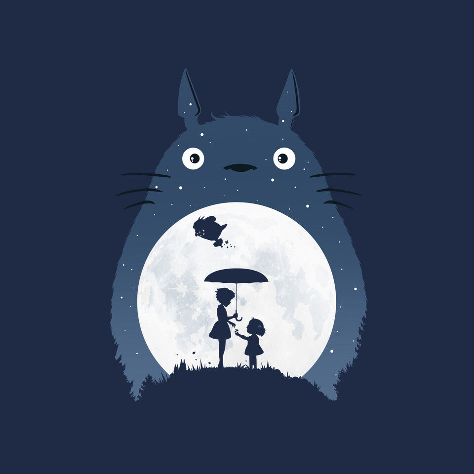 Moonlight Flight – Anime Graphic T-Shirt design artwork for navy graphic T-shirt