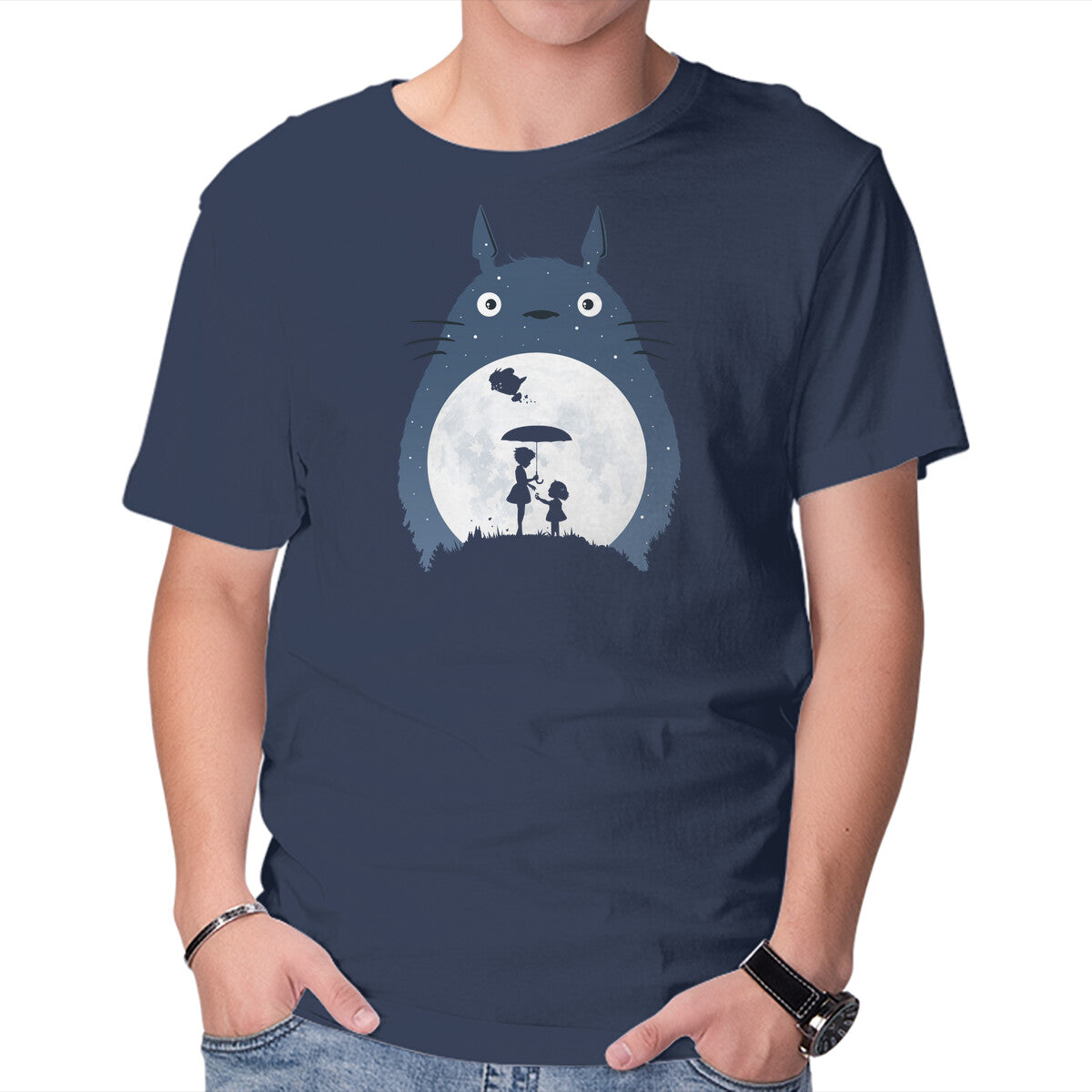 Moonlight Flight – Anime Graphic T-Shirt in navy, product display