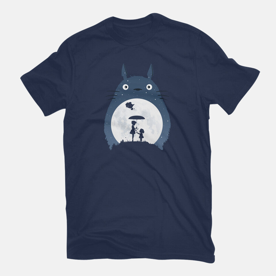 Moonlight Flight – Anime Graphic T-Shirt in navy, flat-lay product view