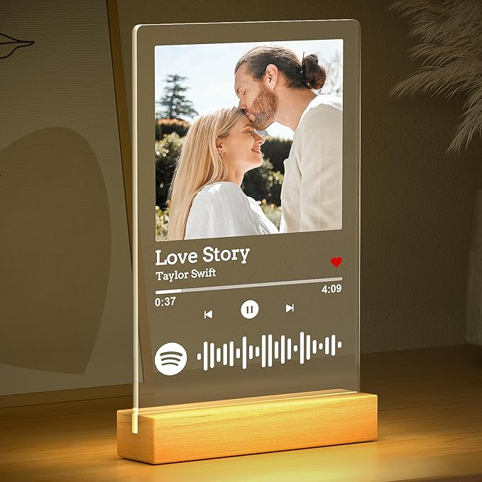 Custom Spotify Plaque, Custom Picture Frames, Personalized Acrylic Song Plaque Photo Frame, Personalized Anniversary Birthday Gifts for Women Men Her Him Girlfriend Boyfriend Couple Wife Mom Dad