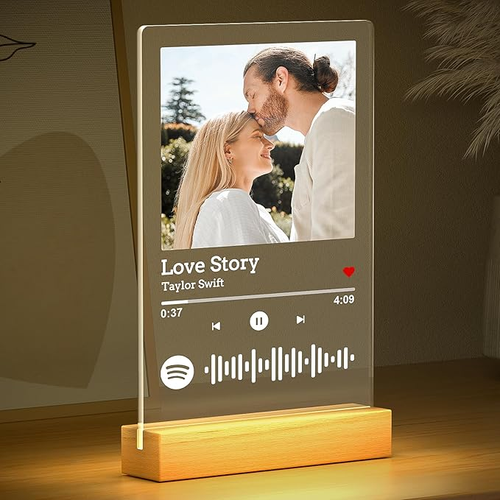 Custom Spotify Plaque, Custom Picture Frames, Personalized Acrylic Song Plaque Photo Frame, Personalized Anniversary Birthday Gifts for Women Men Her Him Girlfriend Boyfriend Couple Wife Mom Dad