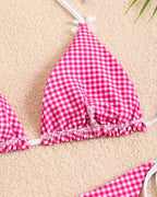 ⚡Flash Sale-【S-L】Halter Neck Tie Plaid Bikini Set