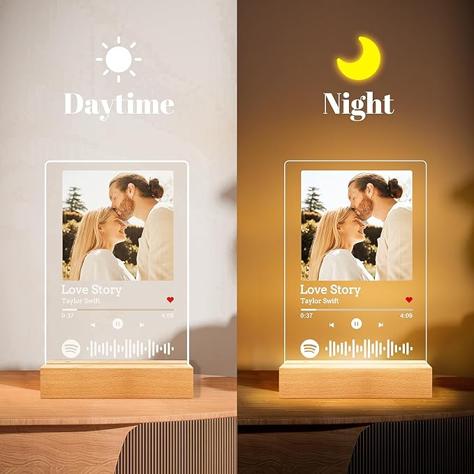 Custom Spotify Plaque, Custom Picture Frames, Personalized Acrylic Song Plaque Photo Frame, Personalized Anniversary Birthday Gifts for Women Men Her Him Girlfriend Boyfriend Couple Wife Mom Dad