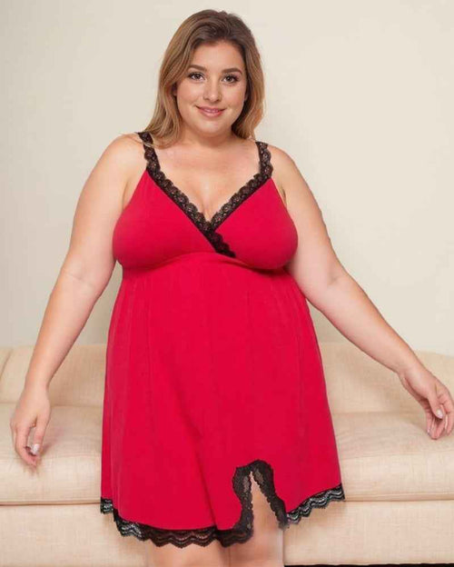Plus Size Comfy Lace-Trim Chemise