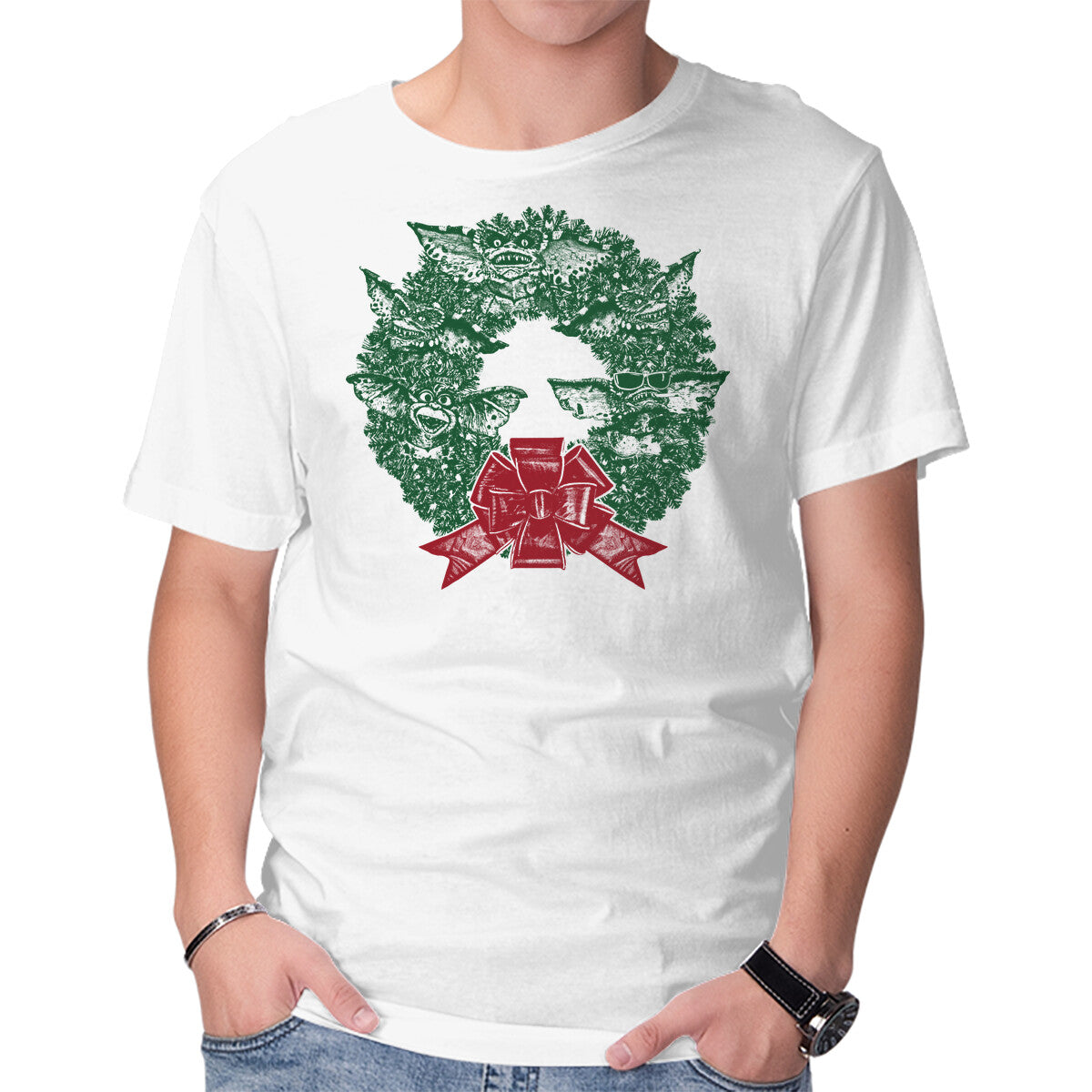 It's Beginning To Look A Lot Like Gremlins – Horror Graphic T-Shirt in white, product display