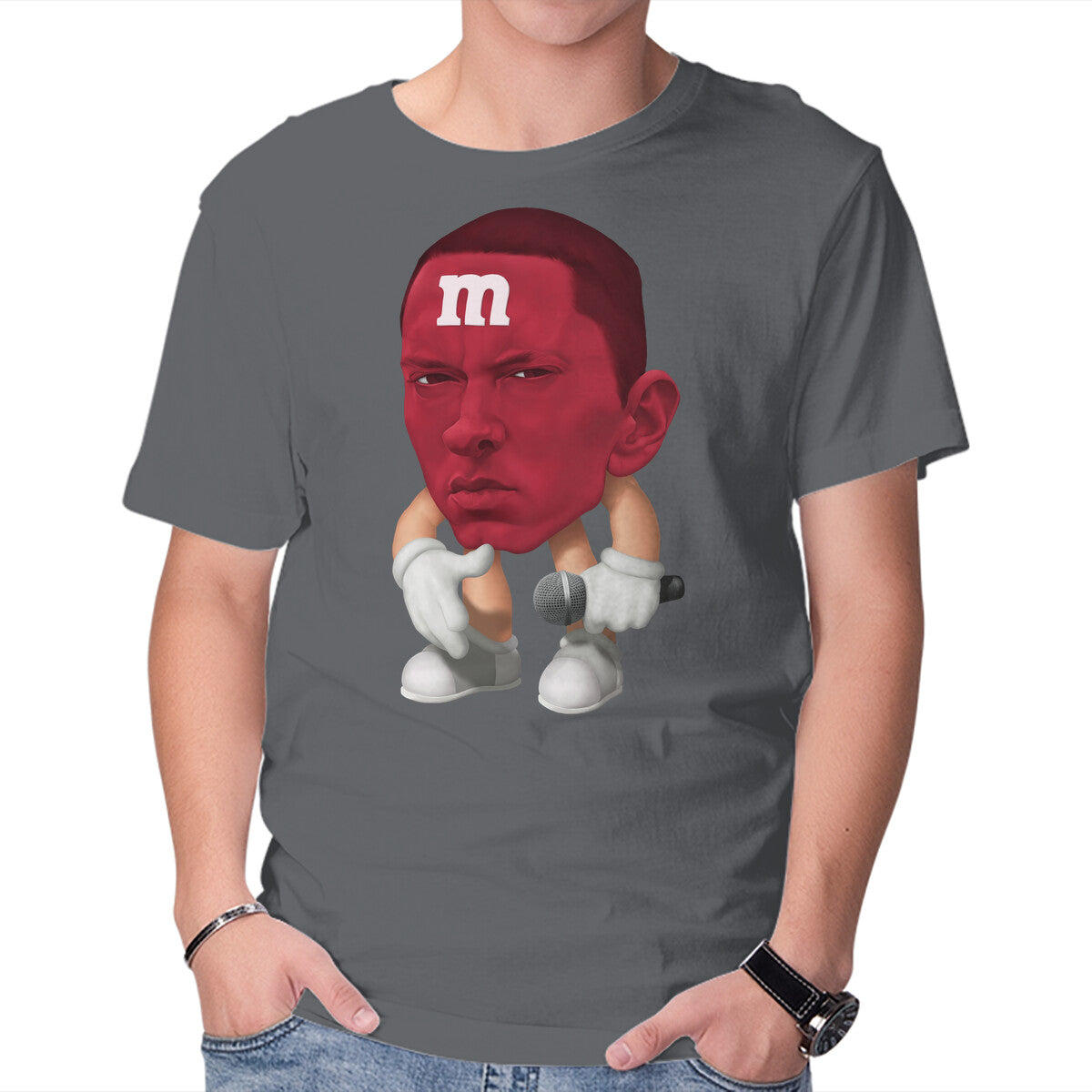 EM&M Graphic T-Shirt in charcoal, product display