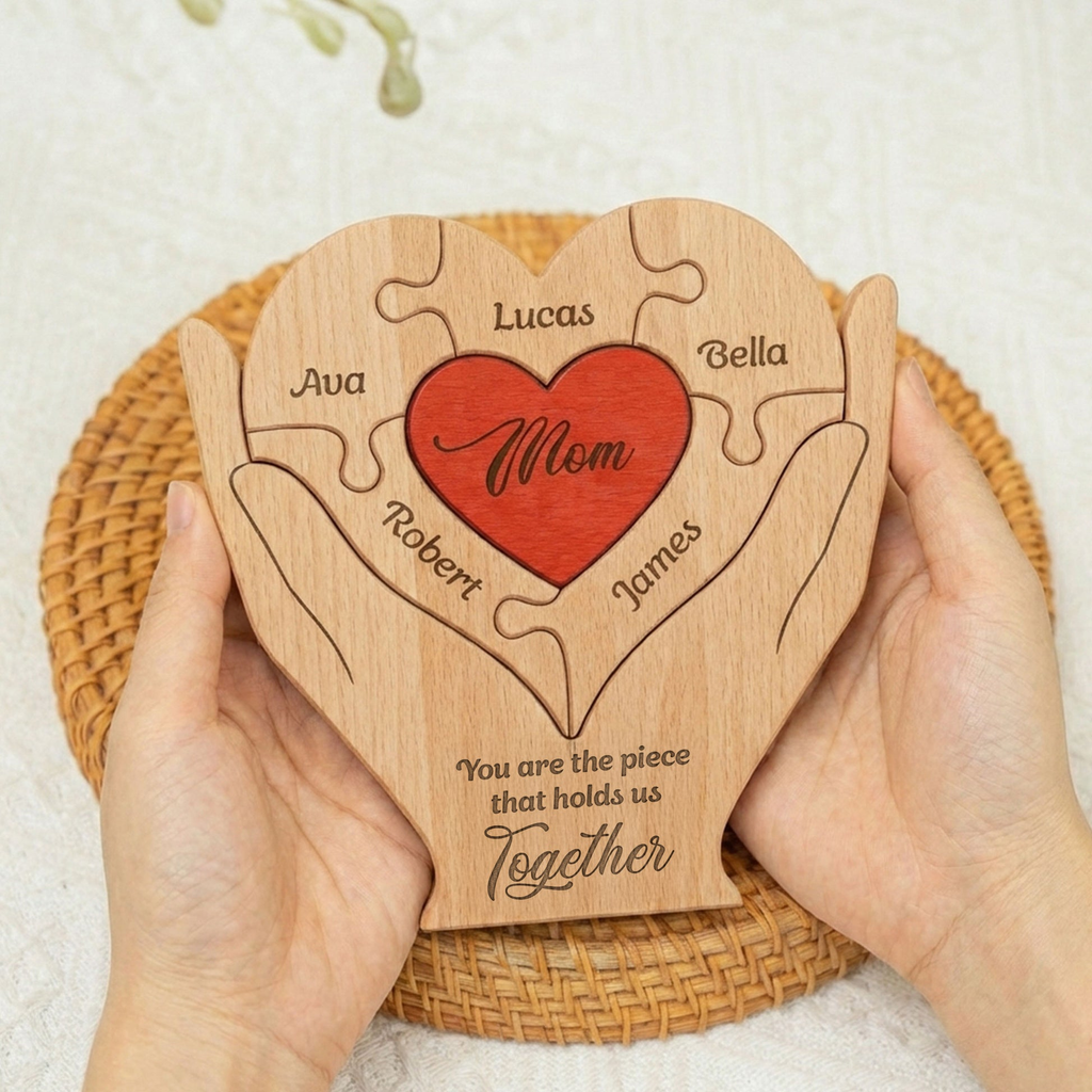Mom, Mum, Mother‘s day You Are The Piece That Hold Us Together - Personalized Wooden Family Puzzle