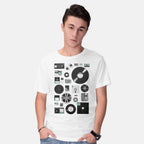Model wearing white Data Graphic T-Shirt