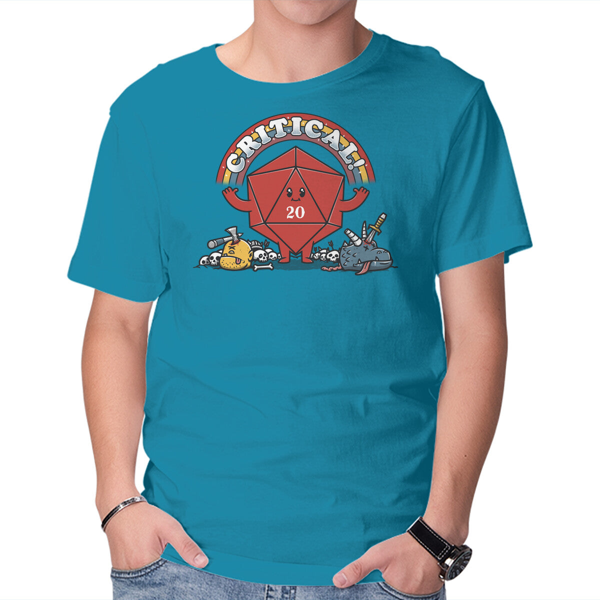 As Long As We Have Our Imagination – Gaming Graphic T-Shirt in turquoise, product display