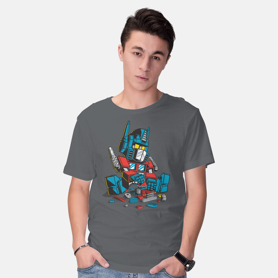 Model wearing charcoal Autoblocks – Sci-Fi Graphic T-Shirt