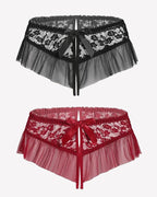 Floral Lace Briefs with Cute Bow
