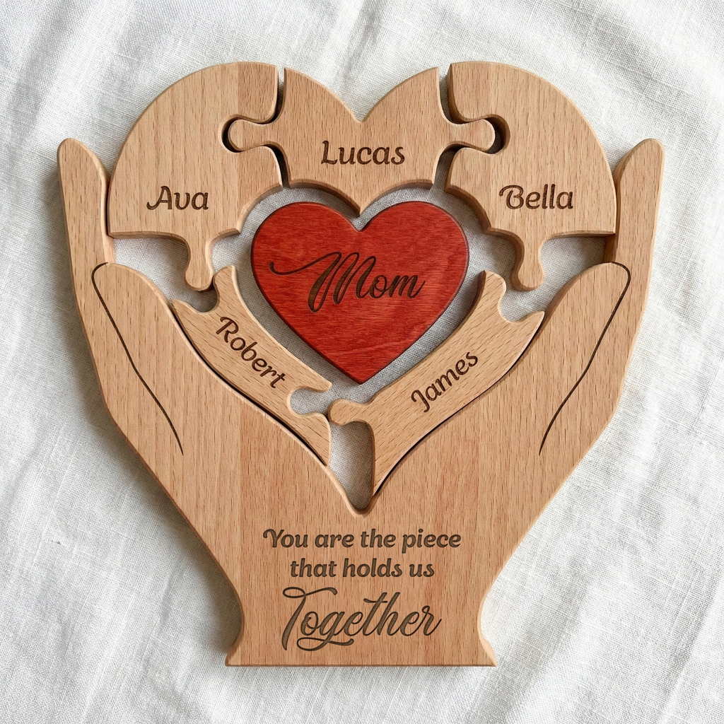 Mom, Mum, Mother‘s day You Are The Piece That Hold Us Together - Personalized Wooden Family Puzzle