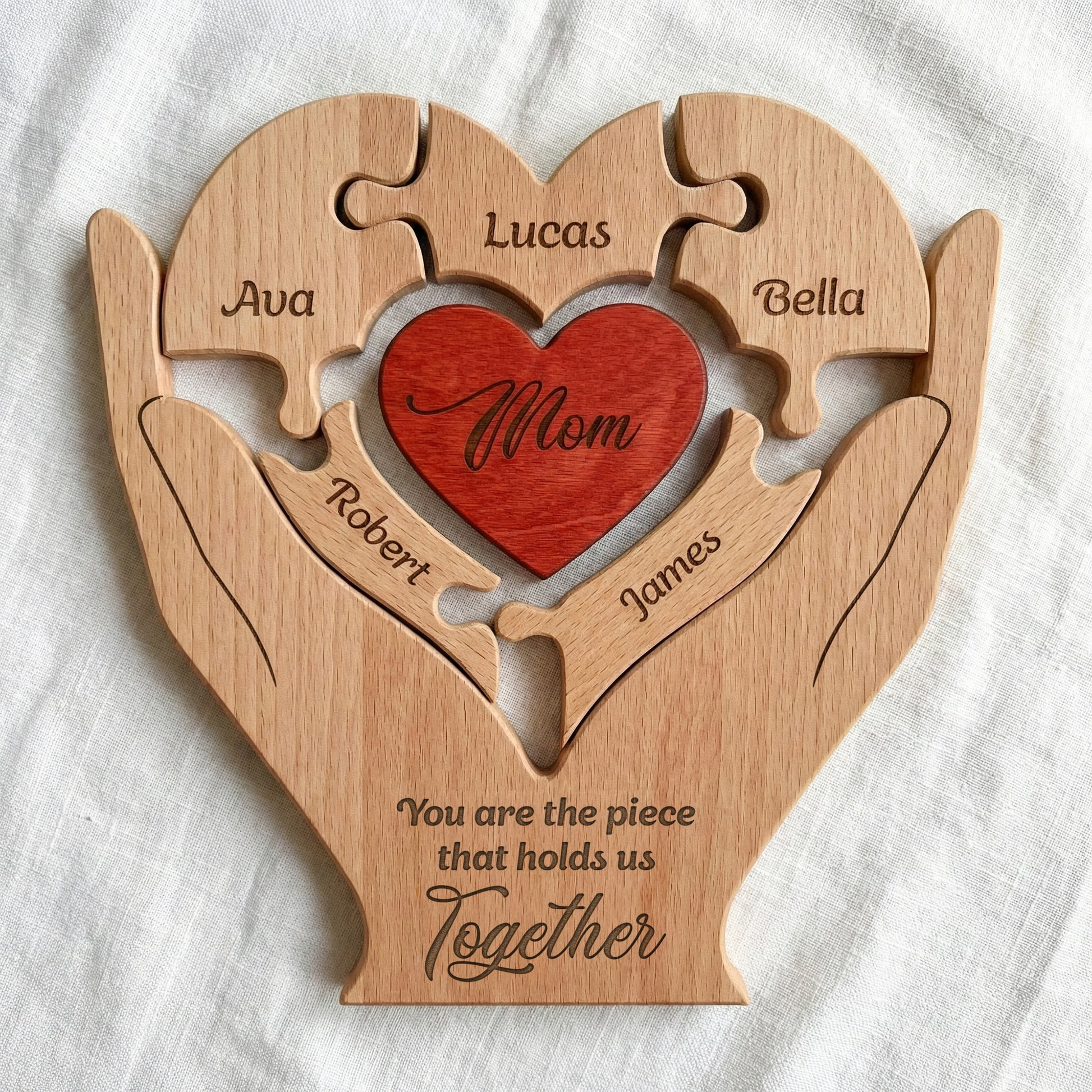 Mom, Mum, Mother‘s day You Are The Piece That Hold Us Together - Personalized Wooden Family Puzzle