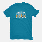 Yellow Road – Movie Graphic T-Shirt in turquoise, flat-lay product view
