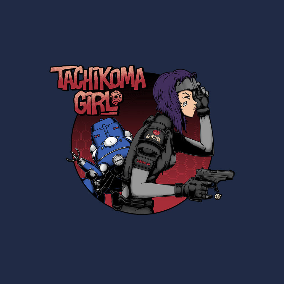 Robot Girl – Anime Graphic T-Shirt design artwork for navy graphic T-shirt