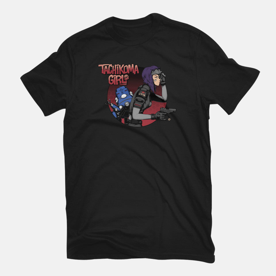 Robot Girl – Anime Graphic T-Shirt in black, flat-lay product view