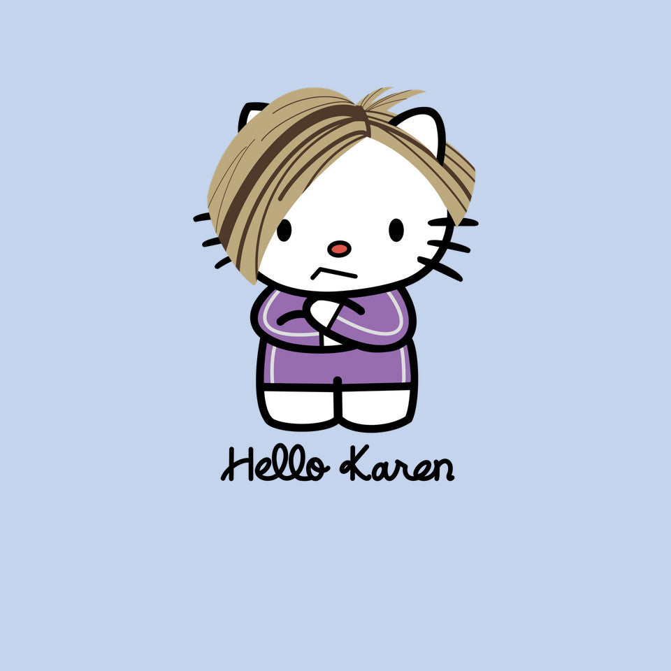 Hello Karen – Funny Graphic T-Shirt design artwork for blue graphic T-shirt