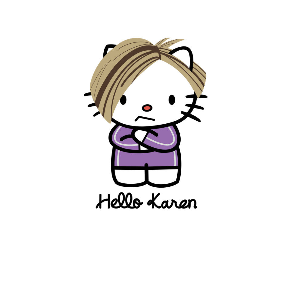 Hello Karen – Funny Graphic T-Shirt design artwork for white graphic T-shirt