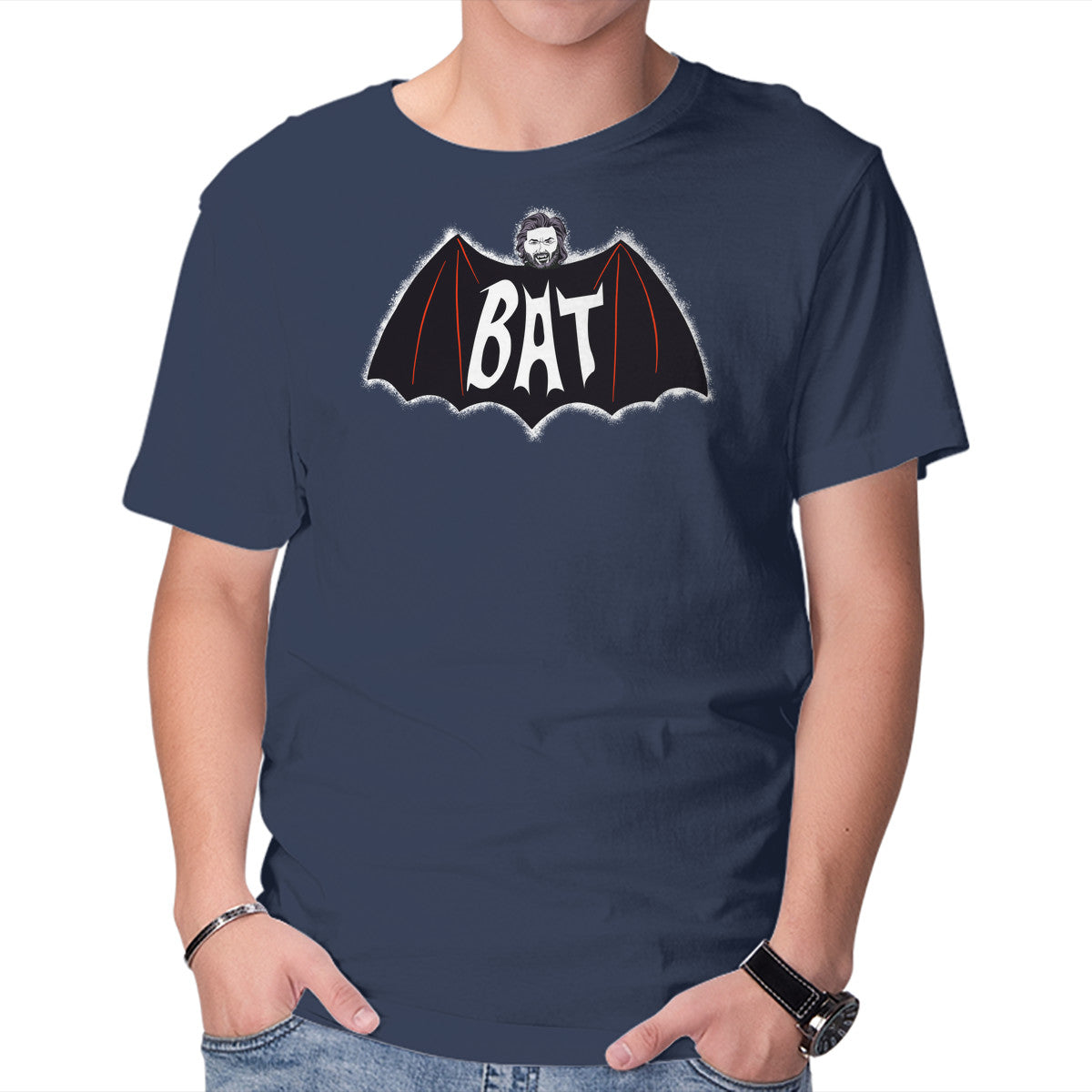 Bat! – Fantasy Graphic T-Shirt in navy, product display