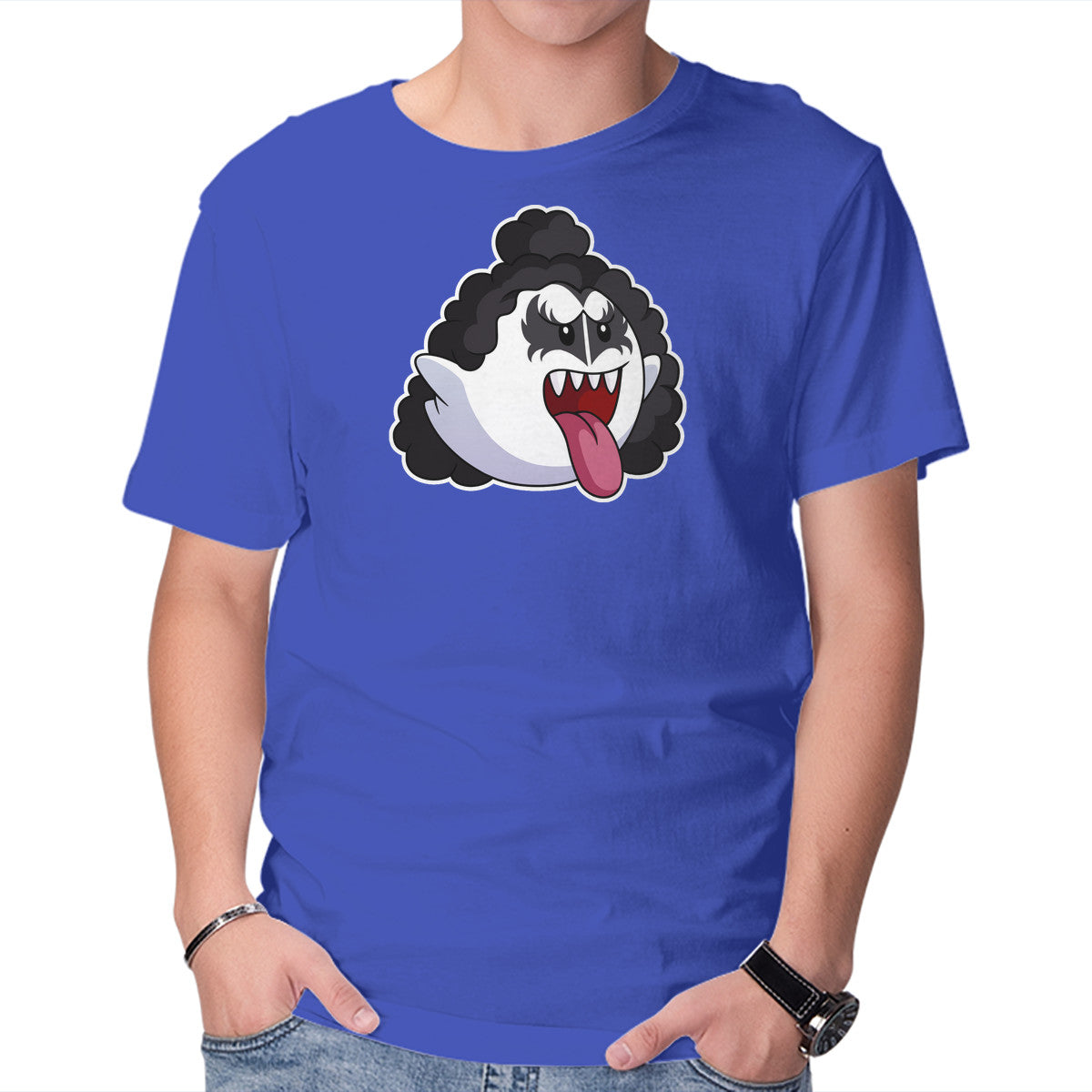 Kiss Boo – Music Graphic T-Shirt in royal blue, product display