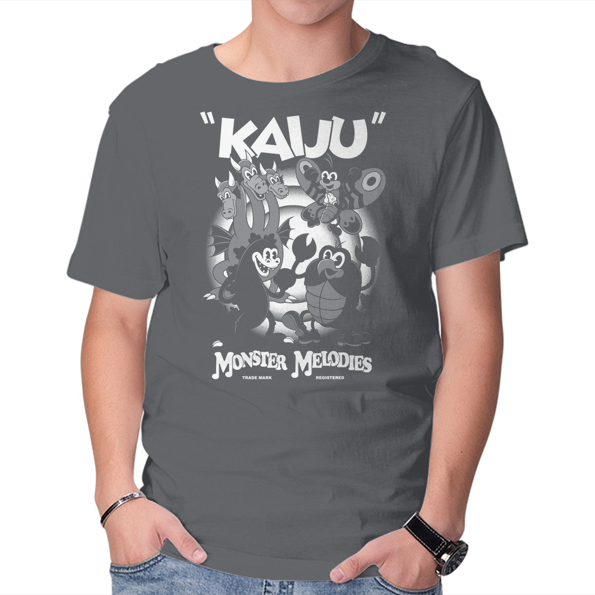 Monster Melodies – Movie Graphic T-Shirt in charcoal, product display