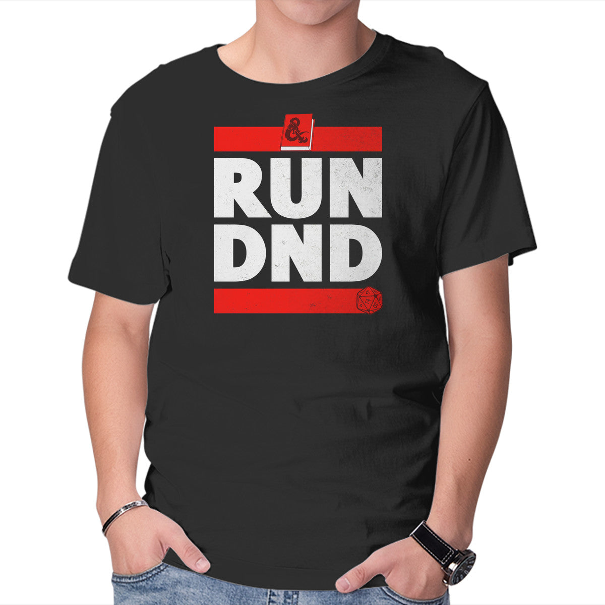 Run DND – Gaming Graphic T-Shirt in black, product display